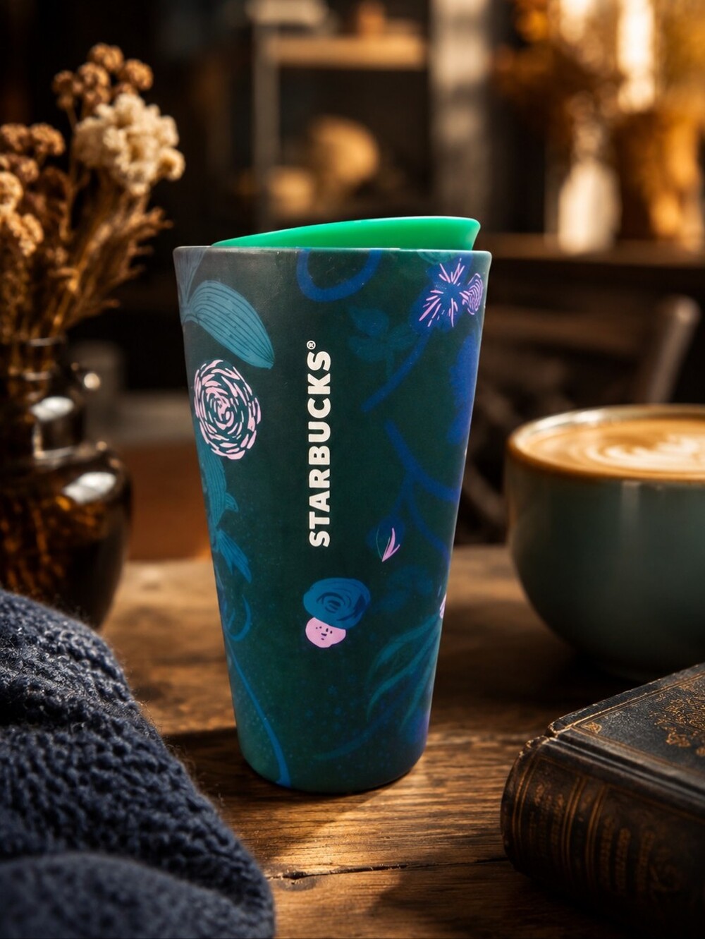 Starbucks 2021 Peacock Rising Floral Ceramic Travel Mug 12oz
